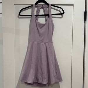 HALARA Lavender Backless Dress with built in shorts.